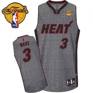 Miami Heat #3 Adidas Static Fashion Finals Patch Gris Authentic Maillot d'équipe de NBA Expédition rapide - Dwyane Wade pour Homme