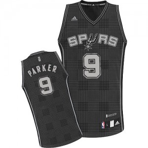 San Antonio Spurs #9 Adidas Rhythm Fashion Noir Swingman Maillot d'équipe de NBA Remise - Tony Parker pour Homme