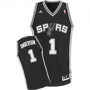 Maillot NBA Noir Kyle Anderson #1 San Antonio Spurs Road Swingman Homme Adidas