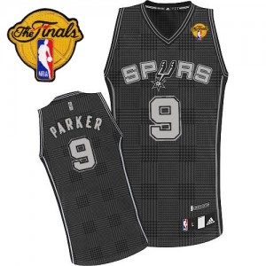 Maillot NBA Authentic Tony Parker #9 San Antonio Spurs Rhythm Fashion Finals Patch Noir - Homme