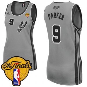 San Antonio Spurs #9 Adidas Alternate Finals Patch Gris argenté Swingman Maillot d'équipe de NBA Prix d'usine - Tony Parker pour Femme
