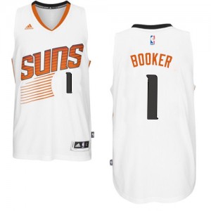 Maillot NBA Blanc Devin Booker #1 Phoenix Suns Home Authentic Homme Adidas