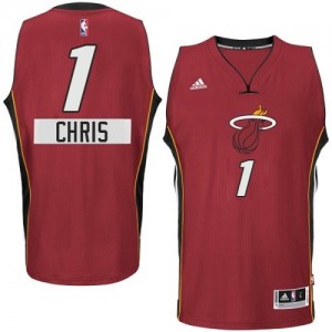 Maillot NBA Rouge Chris Bosh #1 Miami Heat 2014-15 Christmas Day Swingman Homme Adidas
