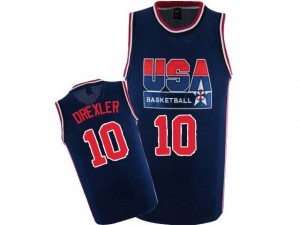 Maillot Nike Bleu marin 2012 Olympic Retro Authentic Team USA - Clyde Drexler #10 - Homme