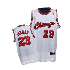 Maillot NBA Blanc Michael Jordan #23 Chicago Bulls Throwback Crabbed Typeface Authentic Homme Nike
