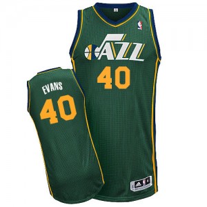 Utah Jazz Jeremy Evans #40 Alternate Authentic Maillot d'équipe de NBA - Vert pour Homme