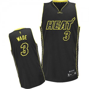 Miami Heat #3 Adidas Electricity Fashion Noir Authentic Maillot d'équipe de NBA Promotions - Dwyane Wade pour Homme
