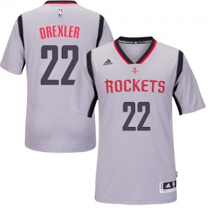 Houston Rockets #22 Adidas Alternate Gris Swingman Maillot d'équipe de NBA Peu co?teux - Clyde Drexler pour Homme