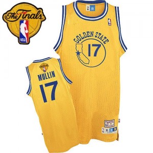 Maillot NBA Authentic Chris Mullin #17 Golden State Warriors Throwback 2015 The Finals Patch Or - Homme