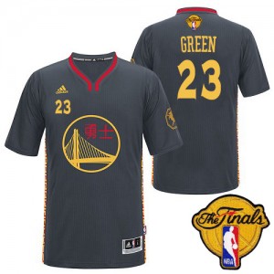 Maillot NBA Golden State Warriors #23 Draymond Green Noir Adidas Authentic Slate Chinese New Year 2015 The Finals Patch - Homme