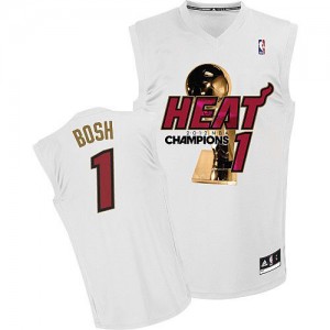 Maillot NBA Authentic Chris Bosh #1 Miami Heat Finals Champions Blanc - Homme