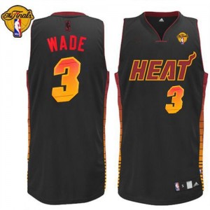 Maillot NBA Authentic Dwyane Wade #3 Miami Heat Vibe Finals Patch Noir - Homme