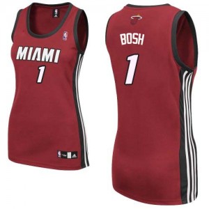 Maillot NBA Rouge Chris Bosh #1 Miami Heat Alternate Authentic Femme Adidas