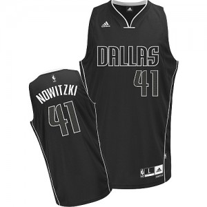 Dallas Mavericks Dirk Nowitzki #41 Fashion Swingman Maillot d'équipe de NBA - Noir Blanc pour Homme