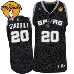 Maillot NBA San Antonio Spurs #20 Manu Ginobili Noir Adidas Authentic Crazy Light Finals Patch - Homme
