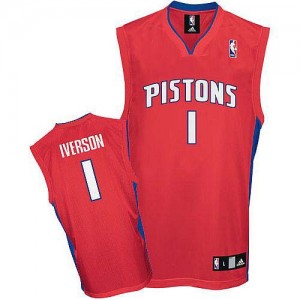Detroit Pistons #1 Adidas Rouge Authentic Maillot d'équipe de NBA Promotions - Allen Iverson pour Homme