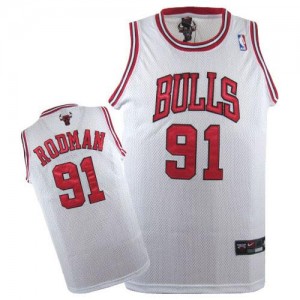 Maillot Swingman Chicago Bulls NBA Blanc - #91 Dennis Rodman - Homme