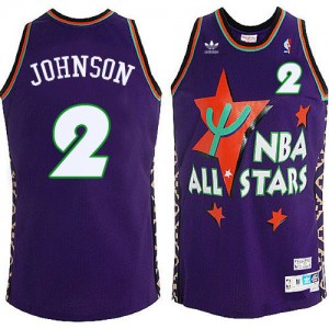 Maillot Adidas Violet Throwback 1995 All Star Swingman Charlotte Hornets - Larry Johnson #2 - Homme