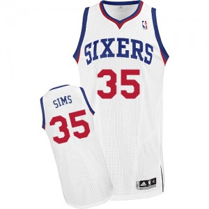 Maillot NBA Philadelphia 76ers #35 Henry Sims Blanc Adidas Authentic Home - Homme