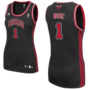 Chicago Bulls #1 Adidas Alternate Noir Authentic Maillot d'équipe de NBA magasin d'usine - Derrick Rose pour Femme