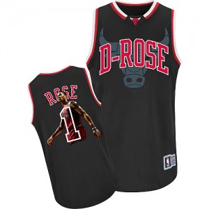 Chicago Bulls Derrick Rose #1 Notorious Authentic Maillot d'équipe de NBA - Noir pour Homme
