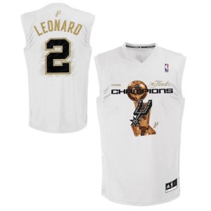 San Antonio Spurs Kawhi Leonard #2 2014 NBA Finals Champions Swingman Maillot d'équipe de NBA - Blanc pour Homme
