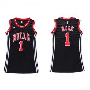 Maillot NBA Chicago Bulls #1 Derrick Rose Noir Adidas Swingman Dress - Femme