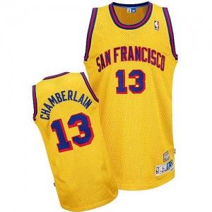 Maillot NBA Golden State Warriors #13 Wilt Chamberlain Or Adidas Authentic Throwback San Francisco - Homme