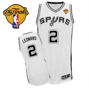 Maillot NBA Authentic Kawhi Leonard #2 San Antonio Spurs Home Finals Patch Blanc - Enfants