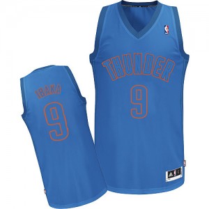 Maillot NBA Oklahoma City Thunder #9 Serge Ibaka Bleu Adidas Swingman Big Color Fashion - Homme