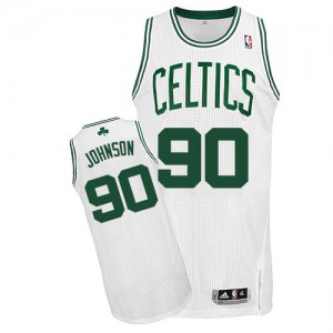 Maillot NBA Boston Celtics #90 Amir Johnson Blanc Adidas Authentic Home - Homme