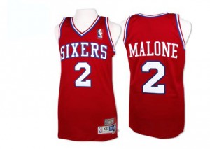 Maillot Authentic Philadelphia 76ers NBA Throwback Rouge - #2 Moses Malone - Homme