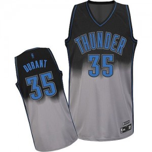Maillot NBA Oklahoma City Thunder #35 Kevin Durant Gris noir Adidas Authentic Fadeaway Fashion - Homme