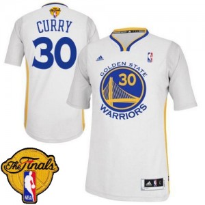 Maillot NBA Golden State Warriors #30 Stephen Curry Blanc Adidas Swingman Alternate 2015 The Finals Patch - Femme