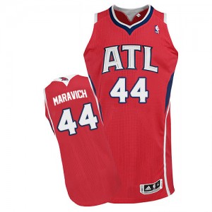 Maillot NBA Atlanta Hawks #44 Pete Maravich Rouge Adidas Authentic Alternate - Homme