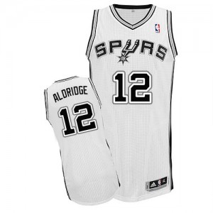 San Antonio Spurs #12 Adidas Home Blanc Authentic Maillot d'équipe de NBA Braderie - LaMarcus Aldridge pour Homme