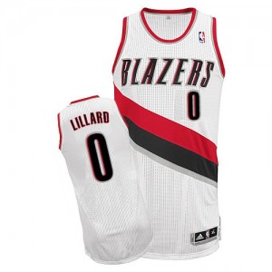 Portland Trail Blazers #0 Adidas Home Blanc Authentic Maillot d'équipe de NBA Remise - Damian Lillard pour Femme