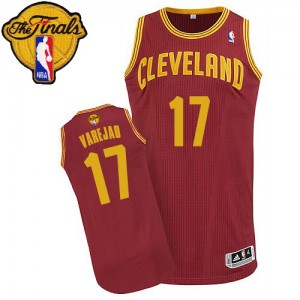 Maillot NBA Cleveland Cavaliers #17 Anderson Varejao Vin Rouge Adidas Authentic Road 2015 The Finals Patch - Homme