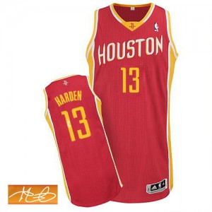 Houston Rockets #13 Adidas Alternate Autographed Rouge Authentic Maillot d'équipe de NBA à vendre - James Harden pour Homme