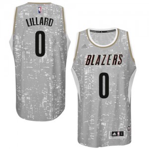 Portland Trail Blazers #0 Adidas City Light Gris Authentic Maillot d'équipe de NBA préférentiel - Damian Lillard pour Homme