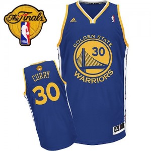 Golden State Warriors Stephen Curry #30 Road 2015 The Finals Patch Swingman Maillot d'équipe de NBA - Bleu royal pour Enfants