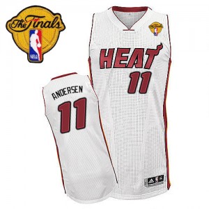 Maillot NBA Miami Heat #11 Chris Andersen Blanc Adidas Authentic Home Finals Patch - Homme