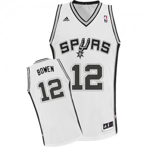 Maillot NBA Blanc Bruce Bowen #12 San Antonio Spurs Home Swingman Homme Adidas