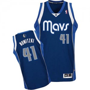 Maillot NBA Bleu marin Dirk Nowitzki #41 Dallas Mavericks Alternate Authentic Homme Adidas