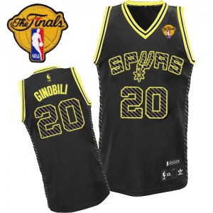 Maillot NBA San Antonio Spurs #20 Manu Ginobili Noir Adidas Authentic Electricity Fashion Finals Patch - Homme