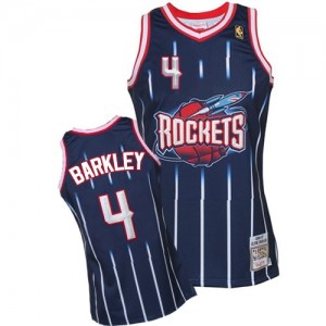 Maillot NBA Houston Rockets #4 Charles Barkley Bleu marin Mitchell and Ness Authentic Hardwood Classic Fashion - Homme