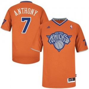 New York Knicks #7 Adidas 2013 Christmas Day Orange Swingman Maillot d'équipe de NBA Braderie - Carmelo Anthony pour Homme