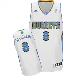 Maillot NBA Blanc Danilo Gallinari #8 Denver Nuggets Home Swingman Homme Adidas