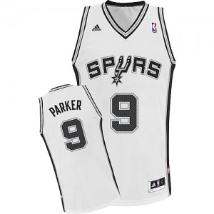 San Antonio Spurs #9 Adidas Home Blanc Swingman Maillot d'équipe de NBA pas cher - Tony Parker pour Homme