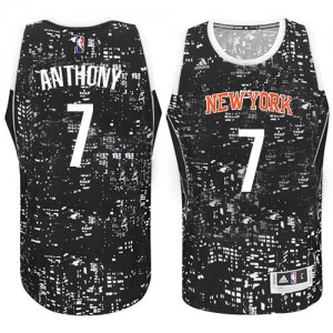 Maillot Adidas Noir City Light Authentic New York Knicks - Carmelo Anthony #7 - Homme